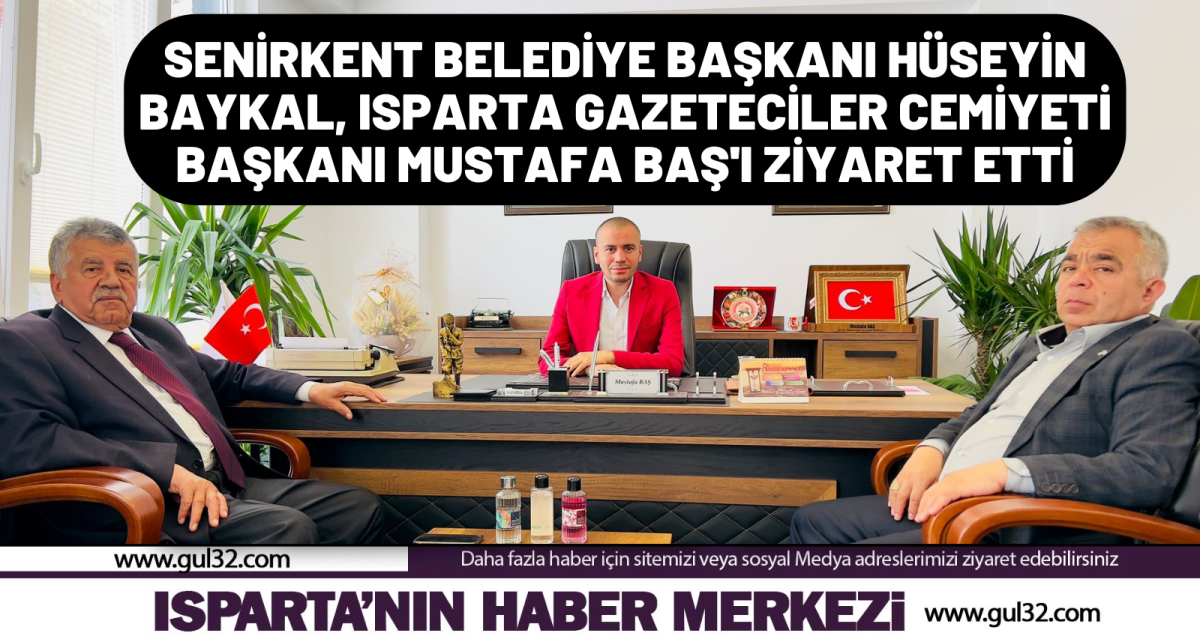 Senirkent Belediye Başkanı Hüseyin Baykal, Isparta Gazeteciler Cemiyeti Başkanı Mustafa Baş'ı Ziyaret Etti