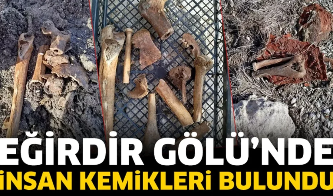 
Eğirdir Gölü'nün suyu çekilen kıyı kesiminde insan kemikleri bulunan küpler