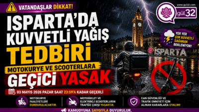 Meteoroloji Genel Müdürlüğü’nden alınan veriler doğrultusunda, Isparta genelinde etkisini sürdürecek