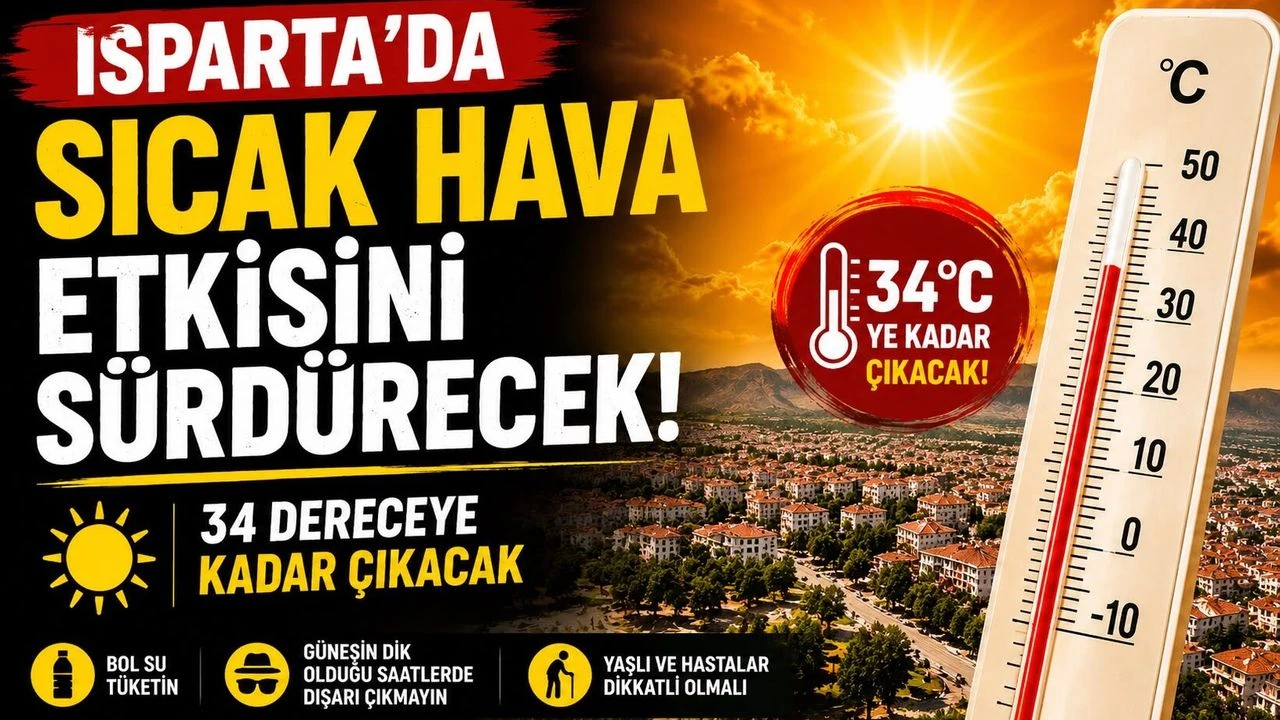 
Isparta’da sıcak hava önümüzdeki günlerde de etkisini sürdürecek. Meteoroloji verilerine